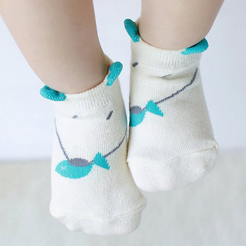 soft infant unises kidsborn mouse printed baby ankle socks 0~4 years J4U66