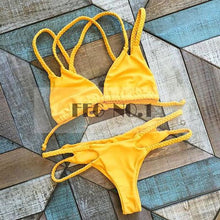 solid brown modern fit strappy butt bottom scrunch bandage bikini setswimsuit string micro brazilian swimwear hf003 J4U66