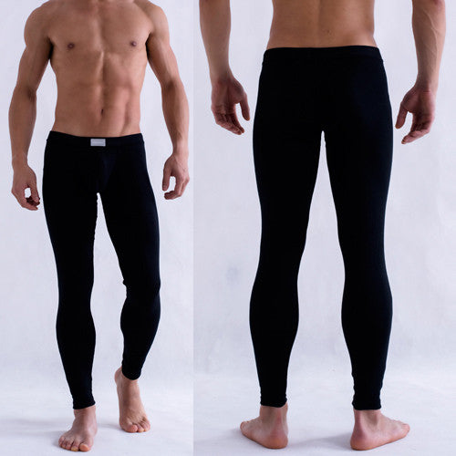 Solid Color Men's Long Johns Pants Thermal Underwear Low Rise UnderpantJFY66