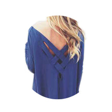 Solid Color Women Girl Casual Dress Cotton Blend Long Sleeve Loose Shirt Dress Blue  J4U66
