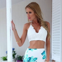 Solid Lace Sleeveless V-Neck Knitted Women T-Shirt Sexy Casual Short Crop Top Back Open Women Clothing Black White Color J4U66