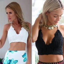 Solid Lace Sleeveless V-Neck Knitted Women T-Shirt Sexy Casual Short Crop Top Back Open Women Clothing Black White Color J4U66