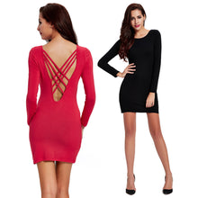 solid women dress lady mini dress stretch solid criss cross straps back hollow out bodycon sexy one piece dress J4U66
