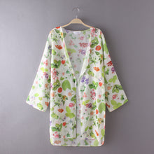Spain Women chiffon kimono cardigan Regular Floral print blouse/mujer ropa camisas femininas J4U66