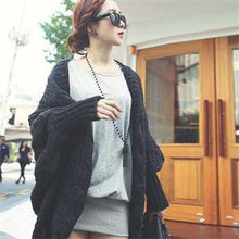 6 Colors Coarse Wool Cardigans Women  Full Batwing Sleeve Sweaters Casual Women Clothing J4U66