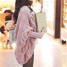 6 Colors Coarse Wool Cardigans Women  Full Batwing Sleeve Sweaters Casual Women Clothing J4U66
