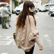 6 Colors Coarse Wool Cardigans Women  Full Batwing Sleeve Sweaters Casual Women Clothing J4U66