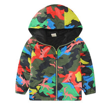 Kids Children Hooded Jackets Coats Boys Girls Unisex Outerwears Windbreaker Camo Clothes J4U66