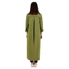 Women Chiffon Dress Single Breasted Lapel Tops Casual Loose Long Sleeve Dresses Robe Femme J4U66
