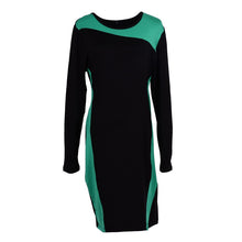 Crew Neck Long Sleeve Bodycon Dress Patchwork Mini Plus Size Slim Clothes Dresses L-6XL J4U66
