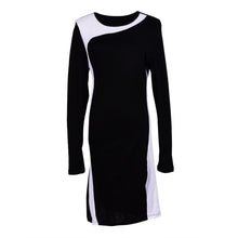 Crew Neck Long Sleeve Bodycon Dress Patchwork Mini Plus Size Slim Clothes Dresses L-6XL J4U66