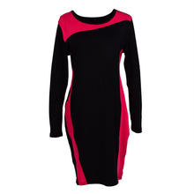 women crew neck long sleeve bodycon dress patchwork mini plus size slim clothes dresses l J4U66