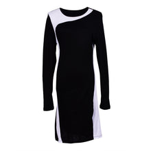 women crew neck long sleeve bodycon dress patchwork mini plus size slim clothes dresses l J4U66