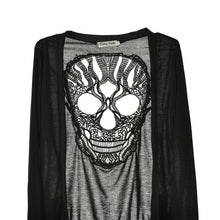 Long Sleeve Hollow Oversized Skull Pattern Cardigan Women Blouse Sexy Backless Crochet Lace Long Cardigans Jacket J4U66