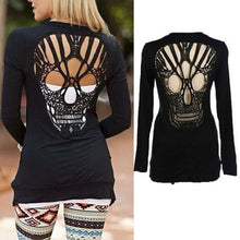 Long Sleeve Hollow Oversized Skull Pattern Cardigan Women Blouse Sexy Backless Crochet Lace Long Cardigans Jacket J4U66