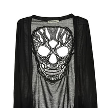 Long Sleeve Hollow Oversized Skull Pattern Cardigan Women Blouse Sexy Backless Crochet Lace Long Cardigans Jacket J4U66