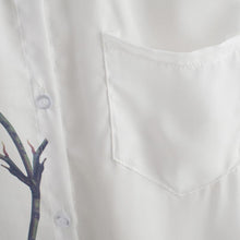 Rose Flower Printed Long Sleeve Blouse Women Turn Down Collar Chiffon Shirts White Big Size Women Office Shirt J4U66