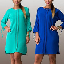 women long sleeve bodycon sexy round neck party mini dress plus size J4U66