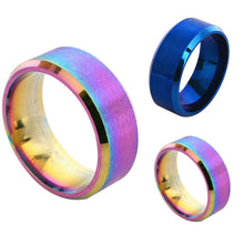 Stainless Steel 8mm Ring Band Colorful Blue Ring Men Design Wedding Matte Ring J4U66
