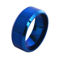 stainless steel mm ring band colorful blue ring men women design wedding matte ring J4U66