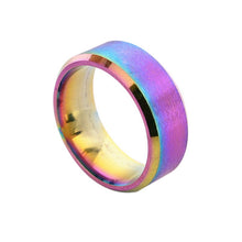 Stainless Steel 8mm Ring Band Colorful Blue Ring Men Design Wedding Matte Ring J4U66