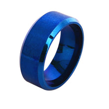 Stainless Steel 8mm Ring Band Colorful Blue Ring Men Design Wedding Matte Ring J4U66