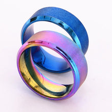 Stainless Steel 8mm Ring Band Colorful Blue Ring Men Design Wedding Matte Ring J4U66