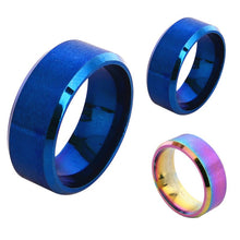 Stainless Steel 8mm Ring Band Colorful Blue Ring Men Design Wedding Matte Ring J4U66
