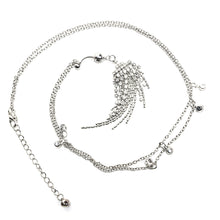 Stainless Steel Tassel Navel Piercing Crystal Rhinestone Dangle Belly Button Ring Body Chian J4U66
