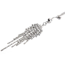 Stainless Steel Tassel Navel Piercing Crystal Rhinestone Dangle Belly Button Ring Body Chian J4U66