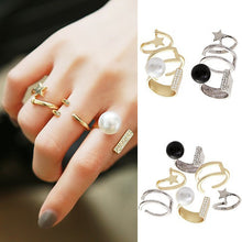 Star Kunckle Rings Finger Rings For Women Jewelry Accessories Gold Sliver 3Pcs  Big Simulated Pearl Rings Set J4U66