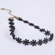 statement choker necklace bracelet black daisy flower lace jewelry set with extended chain women accessories J4U66