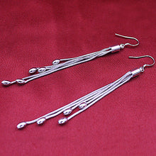 Sterling Silver Drops Long Tassels Hook Dangle Earrings Women Silver Plated Drops Dangle Earrings J4U66