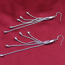 Sterling Silver Drops Long Tassels Hook Dangle Earrings Women Silver Plated Drops Dangle Earrings J4U66