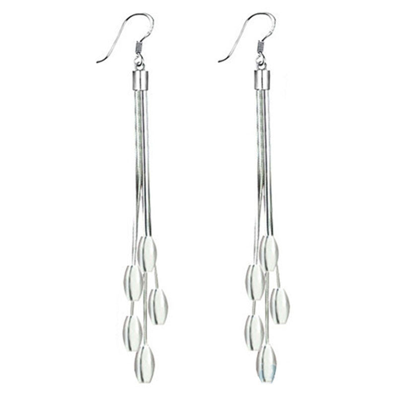 Sterling Silver Drops Long Tassels Hook Dangle Earrings Women Silver Plated Drops Dangle Earrings J4U66