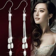 Sterling Silver Drops Long Tassels Hook Dangle Earrings Women Silver Plated Drops Dangle Earrings J4U66