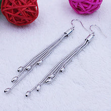 Sterling Silver Drops Long Tassels Hook Dangle Earrings Women Silver Plated Drops Dangle Earrings J4U66