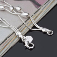 Sterling Silver Hollow Three-wire Light Bead Bracelet / Bangle  Jewelry J4U66