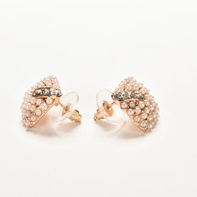 Stud Earrings  Beautiful Rhinestone Square Temperament Type Pearl Stud Earrings Women Jewelry J4U66