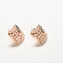 Stud Earrings  Beautiful Rhinestone Square Temperament Type Pearl Stud Earrings Women Jewelry J4U66