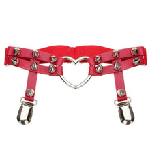 Studded Heart Garter Rivet Punk Goth Harajuku Handmade Garter Belt Leg Ring for women gift J4U66