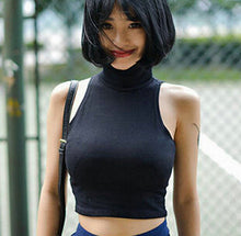 4 Colors Women Pullovers Women Tanks Tops S-L High Neck Crop Top For Women Clothing  J4U66