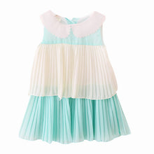 beach kid girl tutu dress lapel collar ruffle chiffon sundress dress J4U66