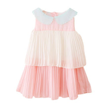 beach kid girl tutu dress lapel collar ruffle chiffon sundress dress J4U66