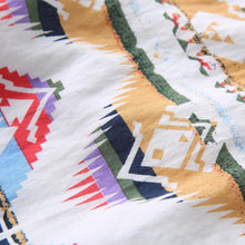 blusa feminina long women blouse plus size geometric pattern women shirt buttons short sleeve asymmetrical hem casual top J4U66