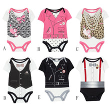 Boys Girls Special Fake Coat Print Rompers Toddler Cotton Gentleman Jumpsuit Clothes J4U66