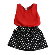 Casual Kids Baby Girls Clothes Set Sleeveless Chiffon Tops+Polka Dot Skirts Cute Toddler Girl Clothes J4U66