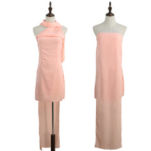 chiffon dress off shoulder strapless women dress slash neck sleeveless bodycon dresses sexyclub dress vestido pink J4U66