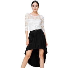 dress 3/4 sleeve lace women mid calf dress asymmetric hem hollow out vintage party dresses vestidos J4U66