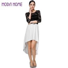 dress 3/4 sleeve lace women mid calf dress asymmetric hem hollow out vintage party dresses vestidos J4U66